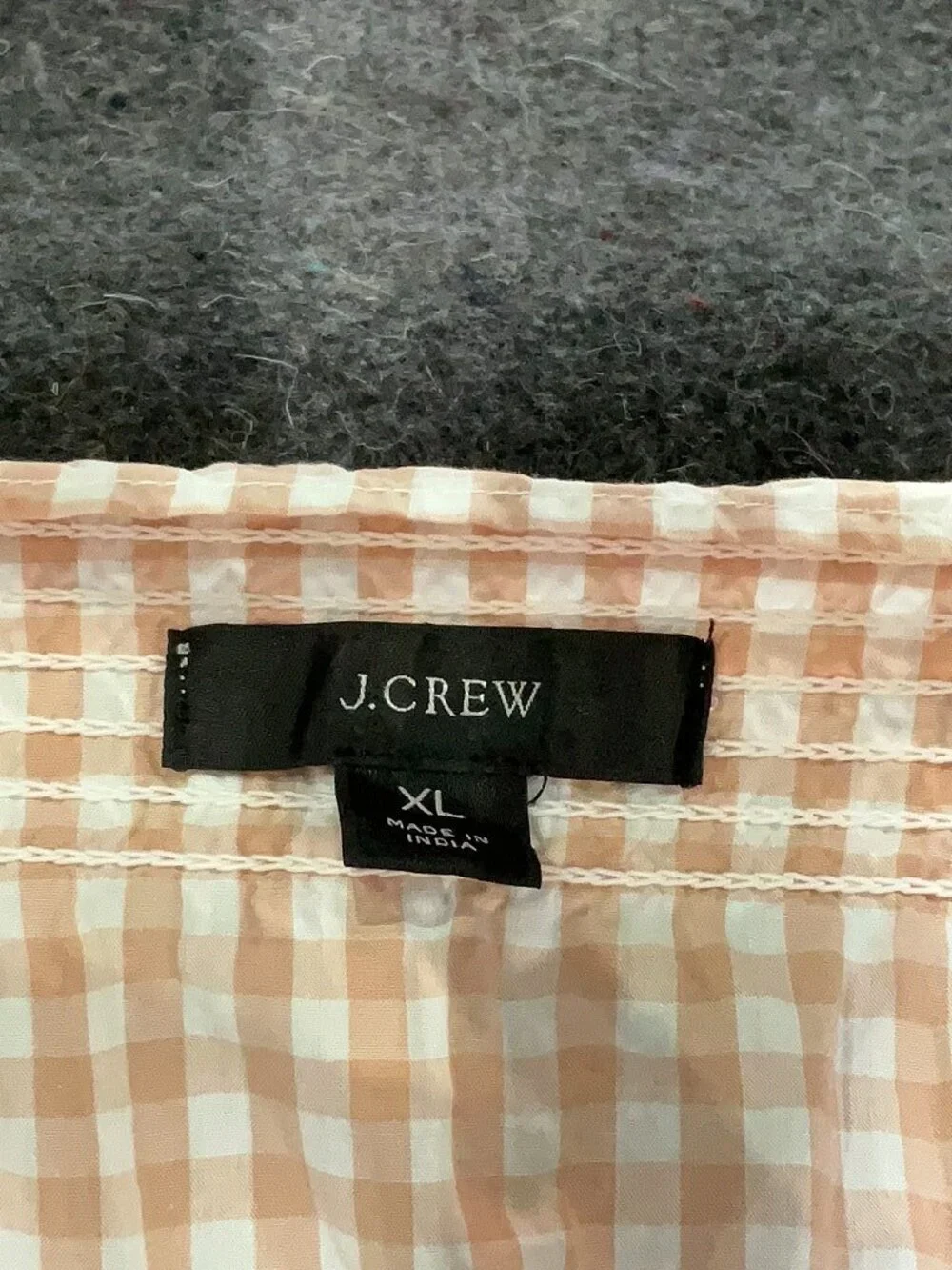 J.Crew Smocked Puff Sleeve Cotton Poplin Gingham Dress Pink XL